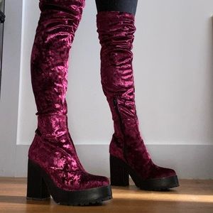 Miista E8 Velvet Over the Knee Platform Boots